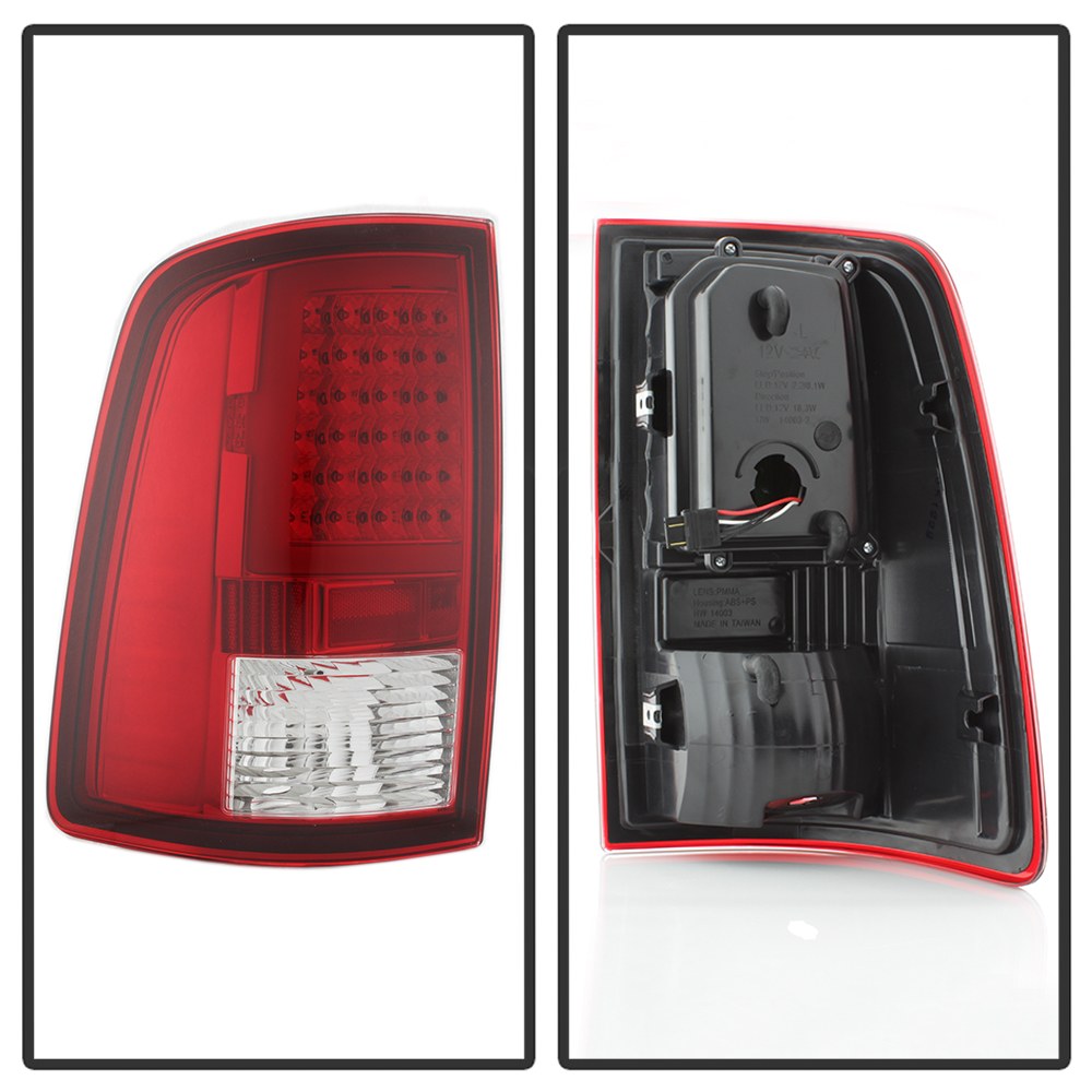 Spyder Auto Tail Light Assembly, LED, Red/Clear Lens, Bar Style, Chrome Plated Housing, Set of 2 – 5082213