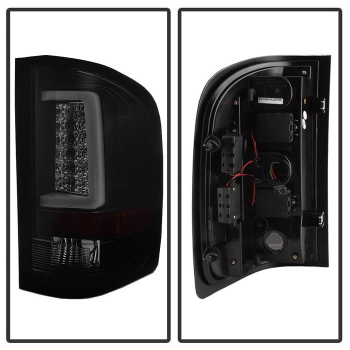 Spyder Auto Tail Light Assembly, Version 3, LED, Black Smoke Lens/ Red Reflector, Black Housing, Uses OE Reverse Bulb, Set of 2 – 5084095