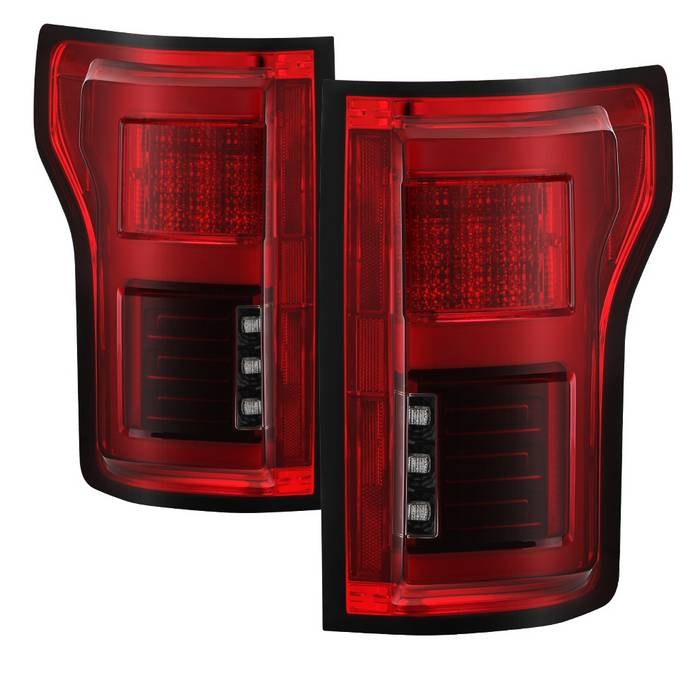 Spyder Auto Tail Light Assembly, LED, Clear/ Red Lens, Bar Style, Chrome Plated Housing, Set of 2 – 5085320
