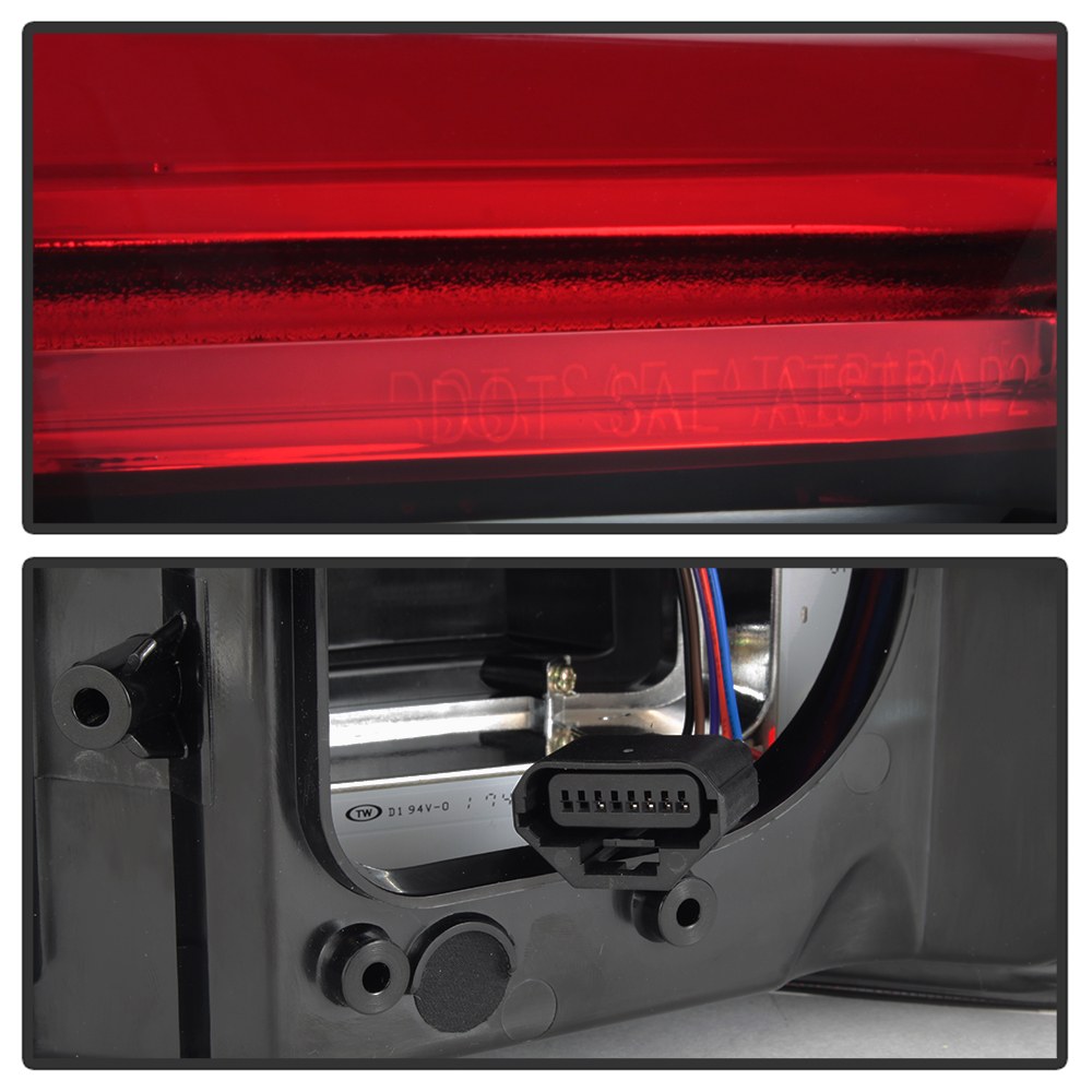Spyder Auto Tail Light Assembly, LED, Clear/ Red Lens, Bar Style, Chrome Plated Housing, Set of 2 – 5085320