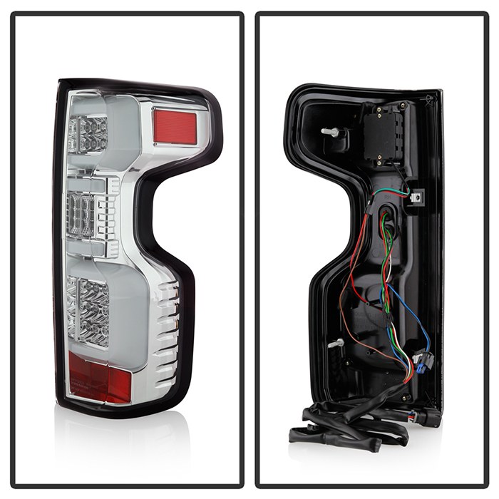 Spyder Auto Tail Light Assembly, LED, Clear Lens, Chrome Housing, Red/ Amber/ White Bulbs, Set of 2 – 5087287