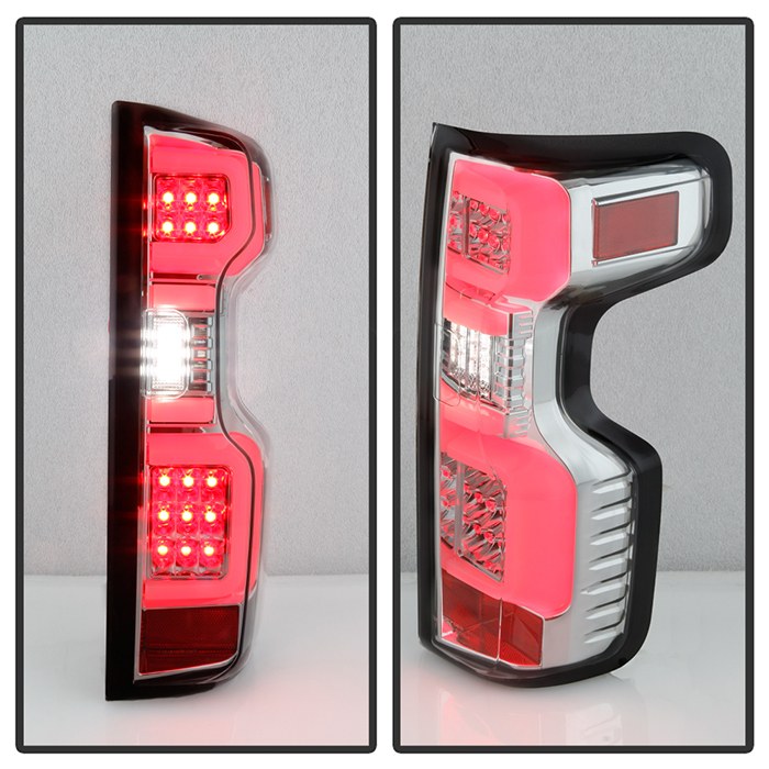 Spyder Auto Tail Light Assembly, LED, Clear Lens, Chrome Housing, Red/ Amber/ White Bulbs, Set of 2 – 5087287