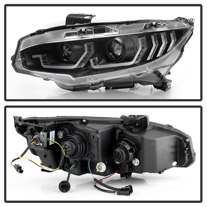 Spyder Auto Headlight Assembly, Apex Series, Projector Beam with Sequential Turn Signal Light, LED High Beam/ LED Low Beam Bulb – 5087539