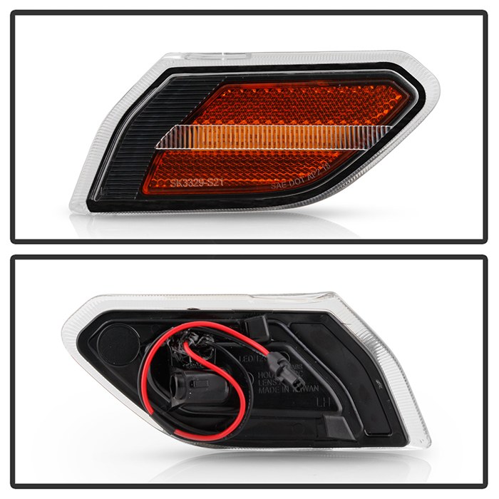Spyder Auto Side Marker Light – LED, Fender Mount, Clear Lens, Black Trim, Clear Bulb with Amber Light, Set of 2 – 5087836