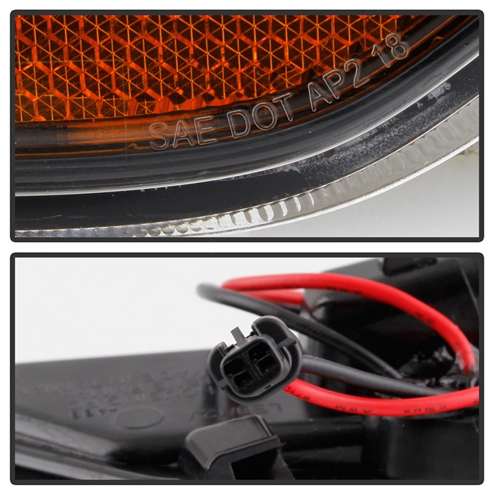 Spyder Auto Side Marker Light – LED, Fender Mount, Clear Lens, Black Trim, Clear Bulb with Amber Light, Set of 2 – 5087836
