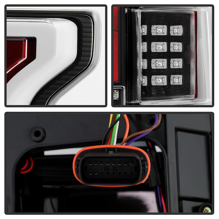 Spyder Auto Tail Light Assembly, LED, Clear Lens, Black Housing, Red/ White Bulbs, Set of 2 – 5088550