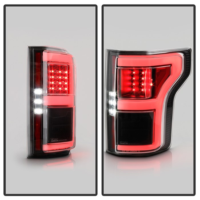 Spyder Auto Tail Light Assembly, LED, Clear Lens, Black Housing, Red/ White Bulbs, Set of 2 – 5088550