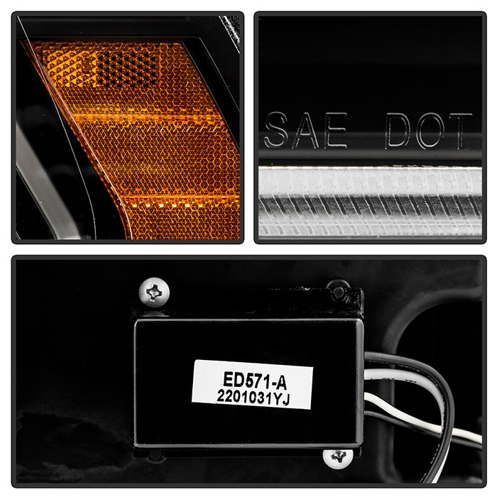Spyder Auto Headlight Assembly, Apex Series, Projector Beam with Sequential LED Turn Signal Light and Parking Light Bar – 5088604