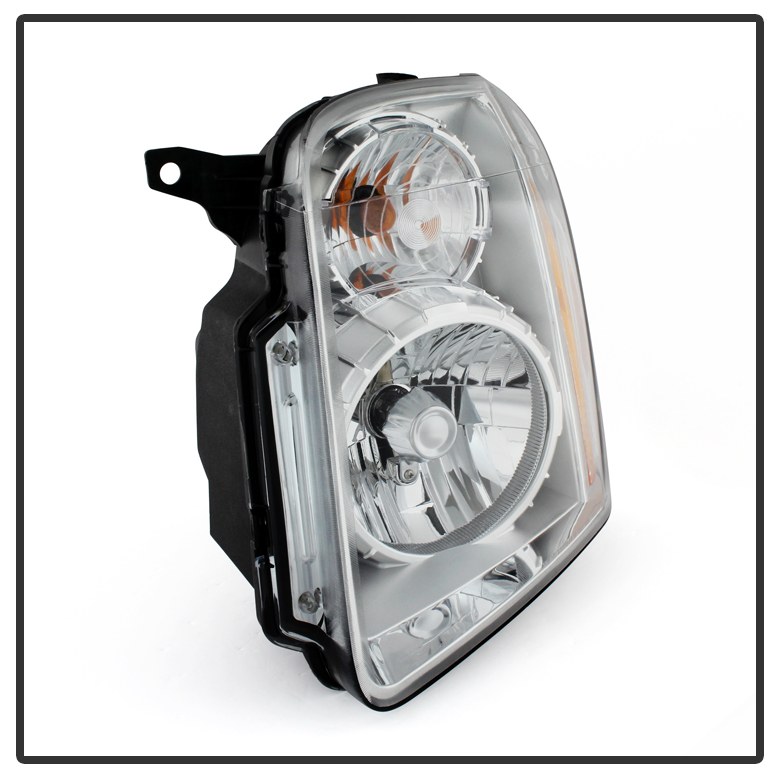 Spyder Auto Headlight Assembly, Halogen Bulb, Standard Beam, H13 High/ Low Beam, Crystal Clear Lens, Chrome Plated Housing, Set of 2 – 9023217