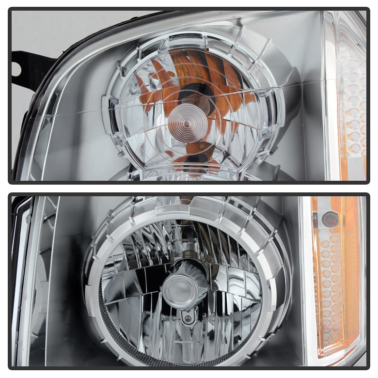 Spyder Auto Headlight Assembly, Halogen Bulb, Standard Beam, H13 High/ Low Beam, Crystal Clear Lens, Chrome Plated Housing, Set of 2 – 9023217