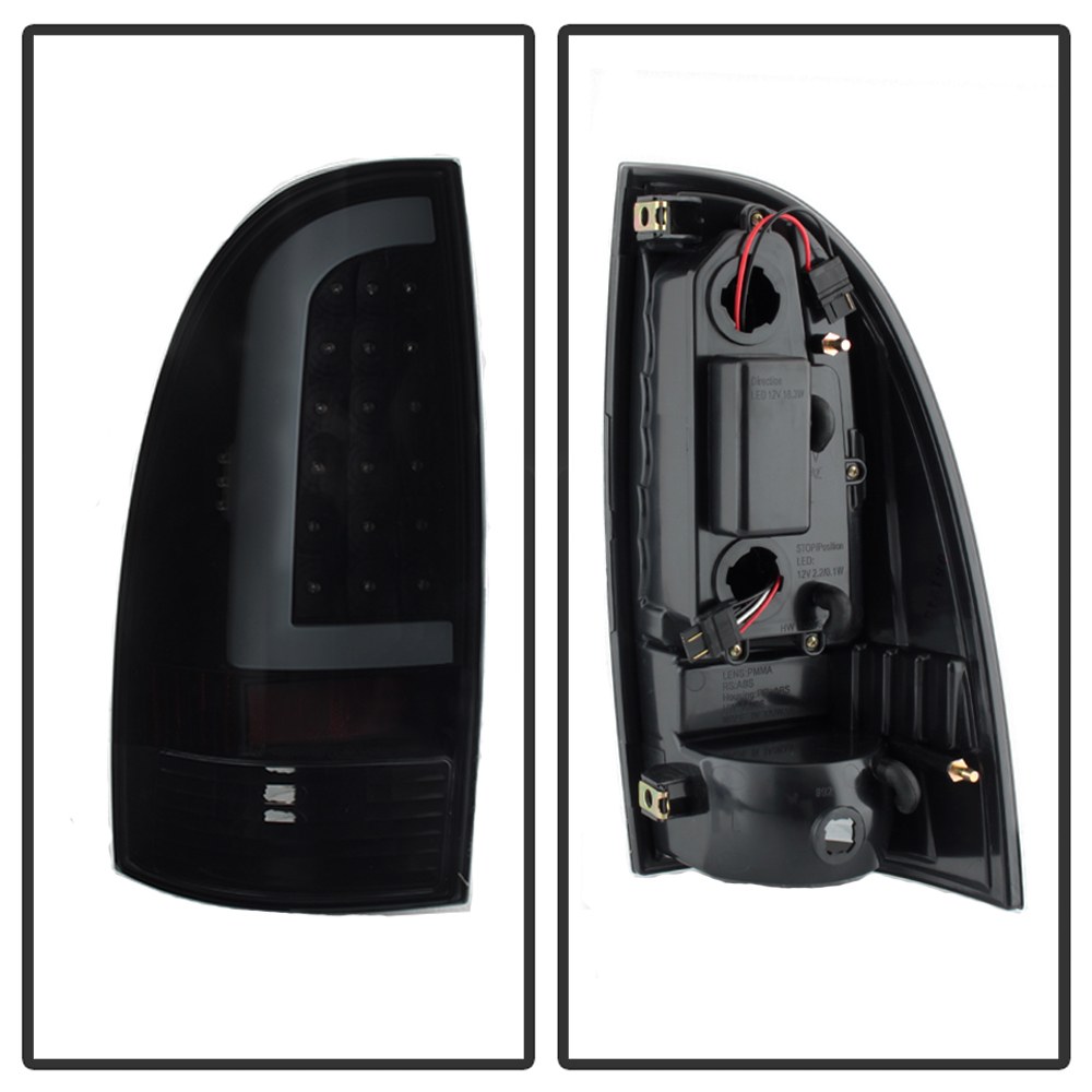 Spyder Auto Tail Light Assembly, LED, Black Smoke Lens, Bar Style, Black Housing, Clear Bulb, Set of 2 – 9038556