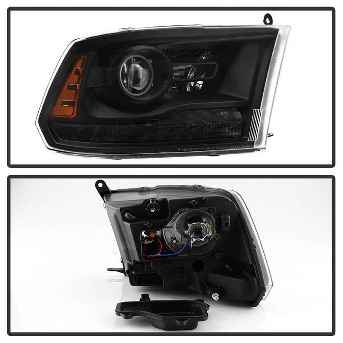 Spyder Auto Headlight Assembly, Halogen Bulb, Projector Beam, Uses Stock Bulb, Clear Lens, Black Housing, Set of 2 – 9040238