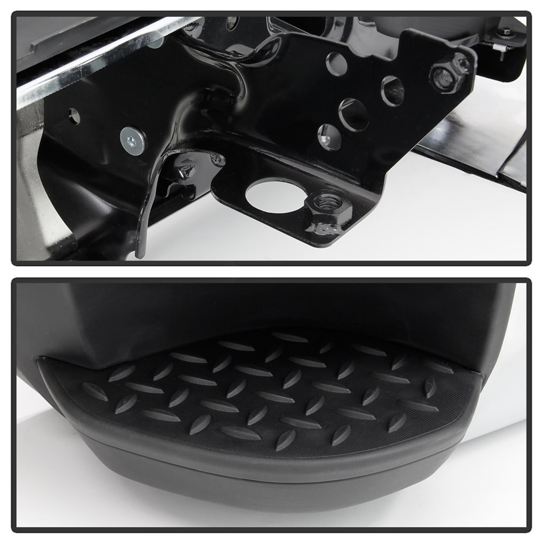 Spyder Auto Bumper, One Piece Design, Direct-Fit, With Mounting Hardware, Chrome, With Corner Steps Hardware/ Step Pads/ Top Step Pads – 9048852