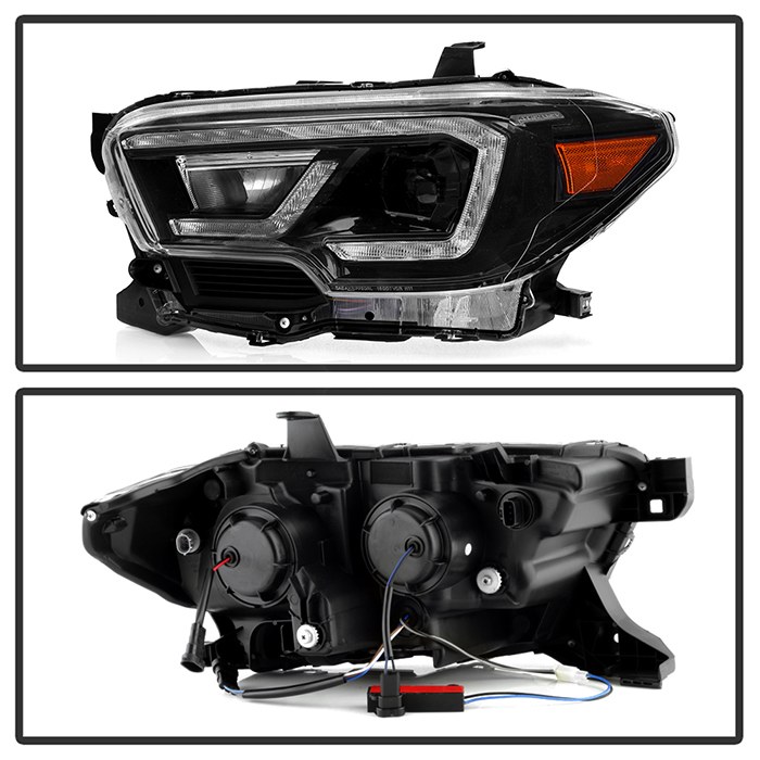Spyder Auto Headlight Assembly, Projector Beam with Daytime Running Light, LED High Beam/ LED Low Beam Bulb, Clear Lens, Black Housing – 9050060