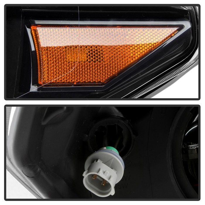 Spyder Auto Headlight Assembly, Projector Beam with Daytime Running Light, LED High Beam/ LED Low Beam Bulb, Clear Lens, Black Housing – 9050060
