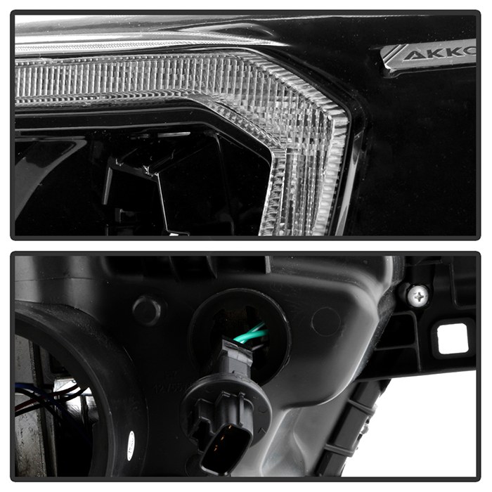 Spyder Auto Headlight Assembly, Projector Beam with Daytime Running Light, LED High Beam/ LED Low Beam Bulb, Clear Lens, Black Housing – 9050060