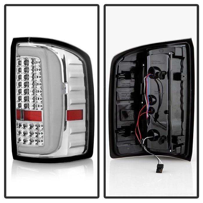 Spyder Auto Tail Light Assembly, LED, Clear Lens, Chrome Housing, Parking Lights/ Brake or Turn Lights/ Reverse Lights, Red/ White Bulbs – 9050268