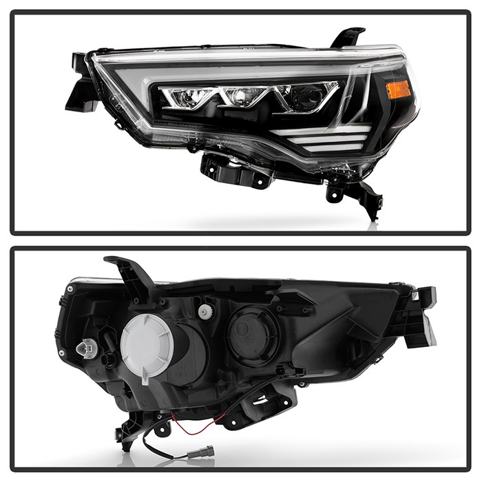 Spyder Auto Headlight Assembly, Akkon, LED Bulb, Projector Beam with Sequential LED Turn Signal, Black Housing, Set of 2 – 9052781