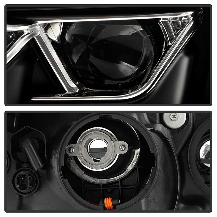Spyder Auto Headlight Assembly, Akkon, LED Bulb, Projector Beam with Sequential LED Turn Signal, Black Housing, Set of 2 – 9052781