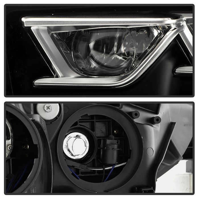 Spyder Auto Headlight Assembly, Akkon, LED Bulb, Projector Beam with Sequential LED Turn Signal, Black Housing, Set of 2 – 9052781