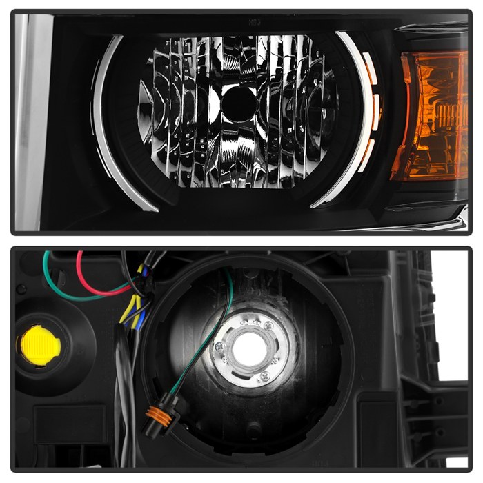 Spyder Auto Headlight Assembly, Bulb Not Included, Projector Beam, Clear Lens, Black Housing with Chrome Trim, DOT/ SAE Approved, Set of 2 – 9053856