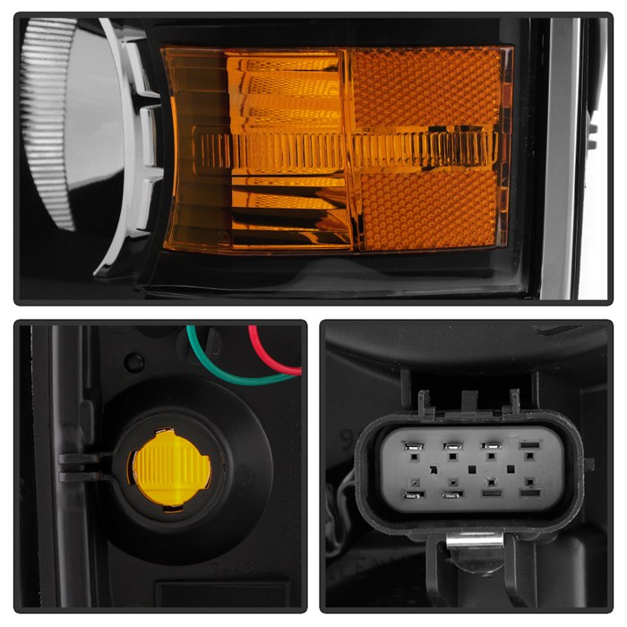 Spyder Auto Headlight Assembly, Bulb Not Included, Projector Beam, Clear Lens, Black Housing with Chrome Trim, DOT/ SAE Approved, Set of 2 – 9053856
