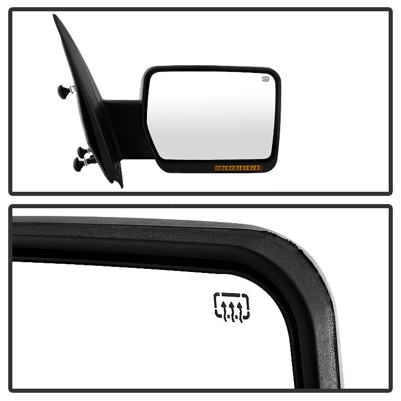 Spyder Auto Exterior Mirror, Single, Black, Heated, With Amber LED Turn Signal Indicators – 9935336
