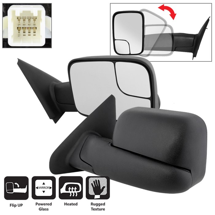 Spyder Auto Exterior Towing Mirror, Aftermarket Replacement, Direct-Fit, Manual Extendable, Power, Heated, Without Turn Signal Indicators – 9935732