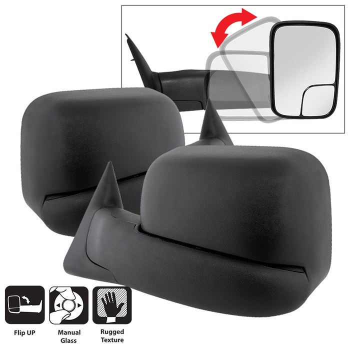 Spyder Auto Exterior Towing Mirror, Aftermarket Replacement, Direct-Fit, Manual Extendable, Non-Heated, Without Turn Signal Indicators – 9935749