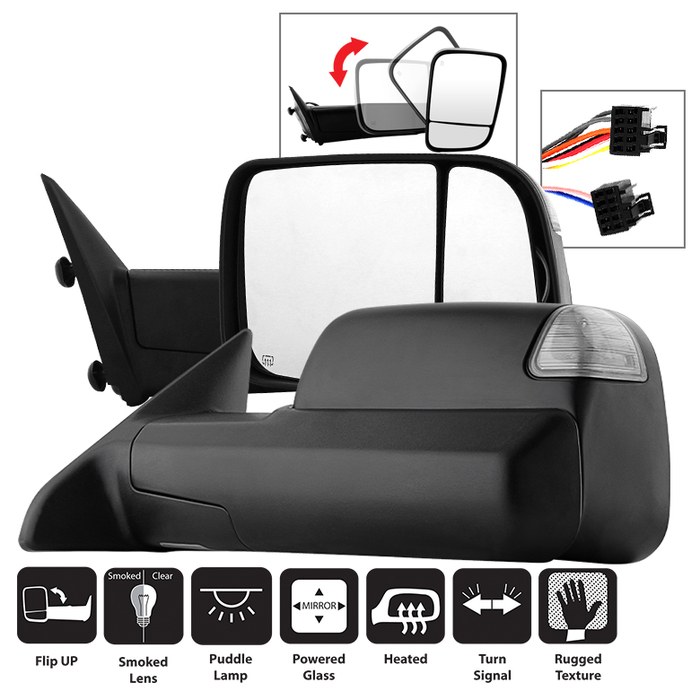 Spyder Auto Exterior Towing Mirror, Aftermarket Replacement, Direct-Fit, Manual Extendable, Power, Heated, With Turn Signal Indicators – 9935770