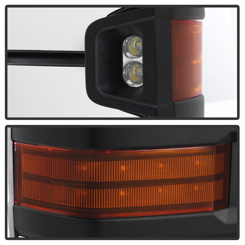 Spyder Auto Exterior Towing Mirror, Replacement, Direct-Fit, With Amber Lens LED Turn Signal, Heated, Black, Set of 2 – 9936692