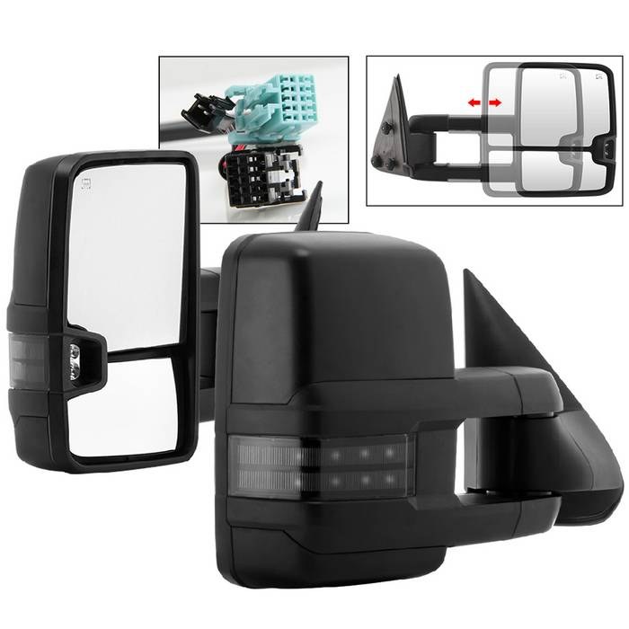 Spyder Auto Exterior Towing Mirror, Aftermarket Replacement, Direct-Fit, Telescoping, Power, Heated, With Smoke Lens Turn Signal Indicators – 9936715
