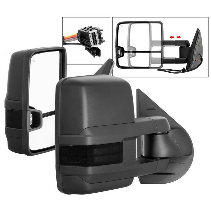 Spyder Auto Exterior Towing Mirror, Aftermarket Replacement, Direct-Fit, Telescoping, Power, Heated, With Turn Signal Indicators, Set of 2 – 9936722