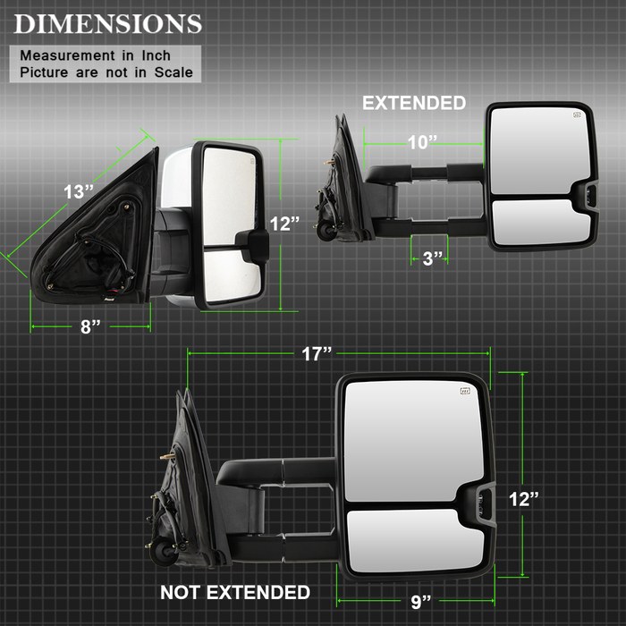 Spyder Auto Exterior Towing Mirror, G3 Series, Aftermarket Replacement, Direct-Fit, Telescoping, Power, Heated – 9936777