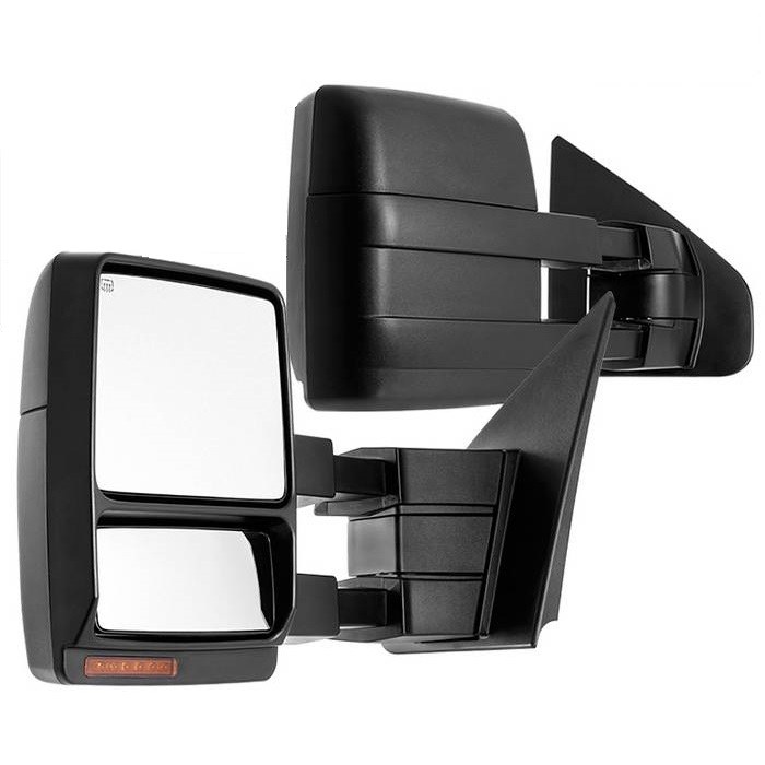 Spyder Auto Exterior Towing Mirror, Replacement, Direct-Fit, With Amber Lens LED Turn Signal, Heated, Black, Set of 2 – 9936791
