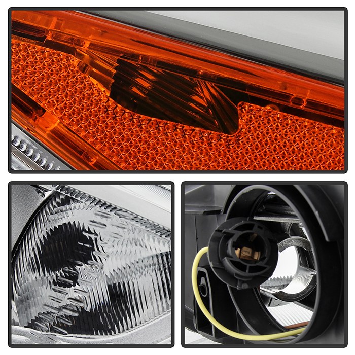 Spyder Auto Headlight Assembly, Clear/ Amber Bulbs, Clear Lens, Chrome Housing, DOT/ SAE Approved, Single – 9944659