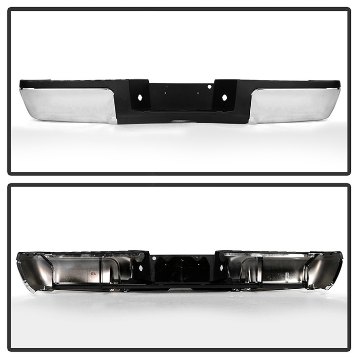 Spyder Auto Bumper, One Piece Design, Mounting Hardware Included, Chrome, Steel, With Black Pad/ License Lamp, Without Parking Sensor – 9948398