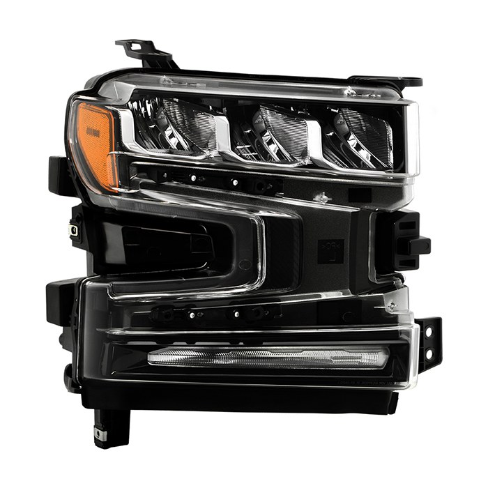 Spyder Auto Headlight Assembly, With Daytime Running Light, LED High Beam/ LED Low Beam Bulb, Clear Lens, Black Housing, DOT/ SAE Approved – 9952395