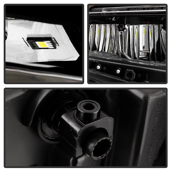 Spyder Auto Headlight Assembly, With Daytime Running Light, LED High Beam/ LED Low Beam Bulb, Clear Lens, Black Housing, DOT/ SAE Approved – 9952395