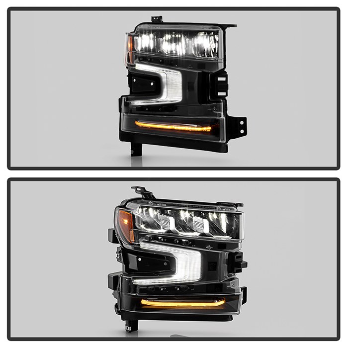 Spyder Auto Headlight Assembly, LED Bulb, LED Running Light/ LED Turn Signal Light/ LED Low Beam/ LED High Beam, Clear Lens, Black Housing – 9953248