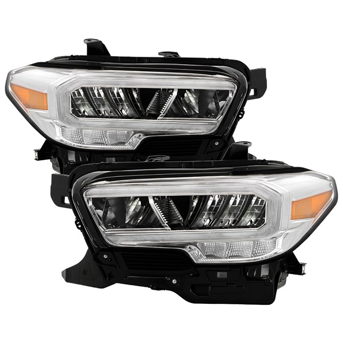 Spyder Auto Headlight Assembly, LED Bulb, With Daytime Running Light, Clear Lens, Chrome Housing, DOT/ SAE Approved, Set of 2 – 9953347