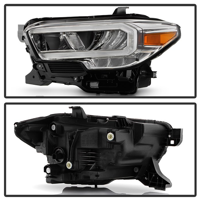 Spyder Auto Headlight Assembly, LED Bulb, With Daytime Running Light, Clear Lens, Chrome Housing, DOT/ SAE Approved, Set of 2 – 9953347