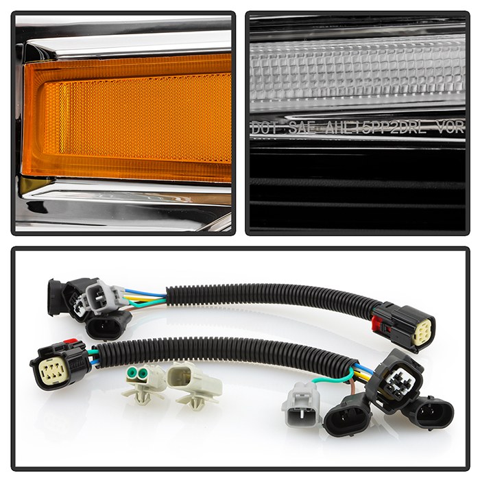 Spyder Auto Headlight Assembly, LED Bulb, With Daytime Running Light, Clear Lens, Chrome Housing, DOT/ SAE Approved, Set of 2 – 9953347