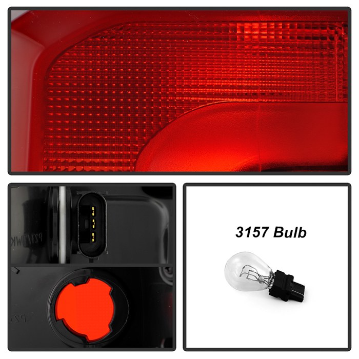 Spyder Auto Tail Light Assembly, Poe, Clear/ Red Lens, Black Housing, Halogen, 3157 White Brake Light/ LED White Reverse Light, Single – 9958564