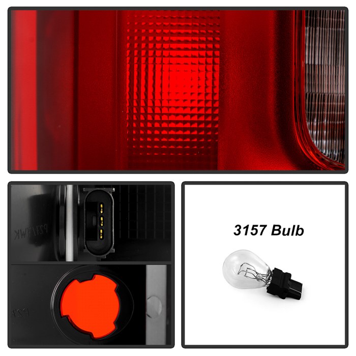 Spyder Auto Tail Light Assembly, Poe, Clear/ Red Lens, Black Housing, Halogen, 3157 White Brake Light/ LED White Reverse Light, Single – 9958564