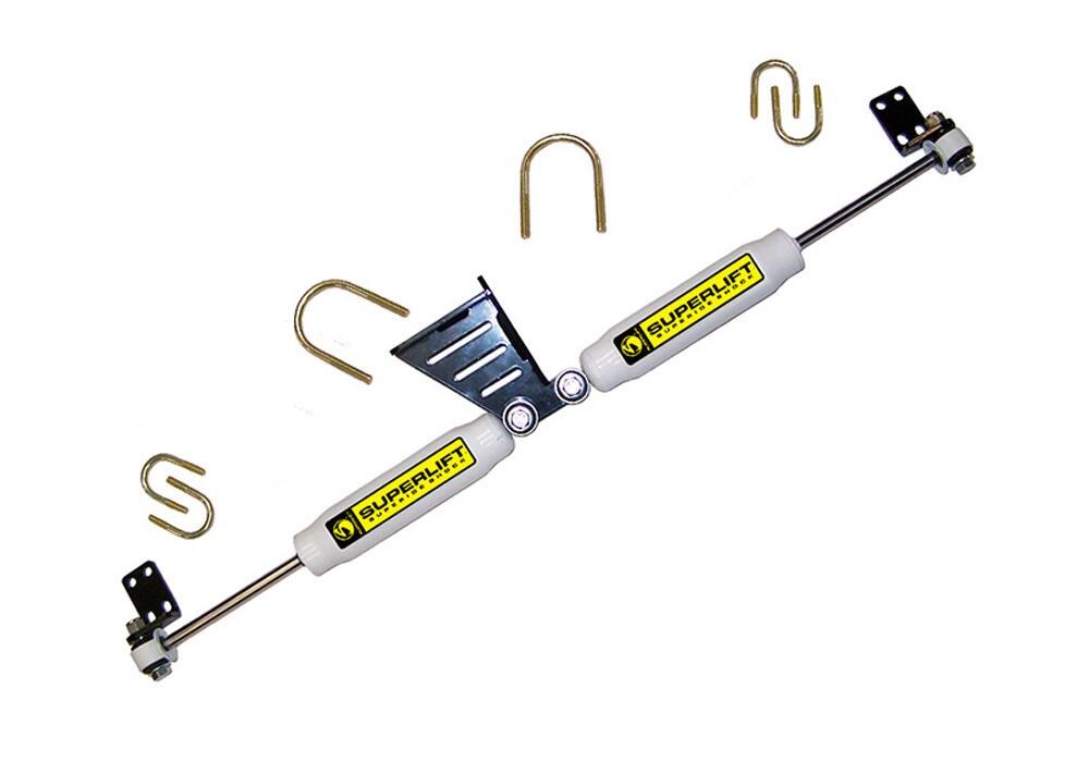 Superlift Steering Stabilizer, Superide, Dual, Steel, With Brackets/ Hardware, Set of 2 – 92095