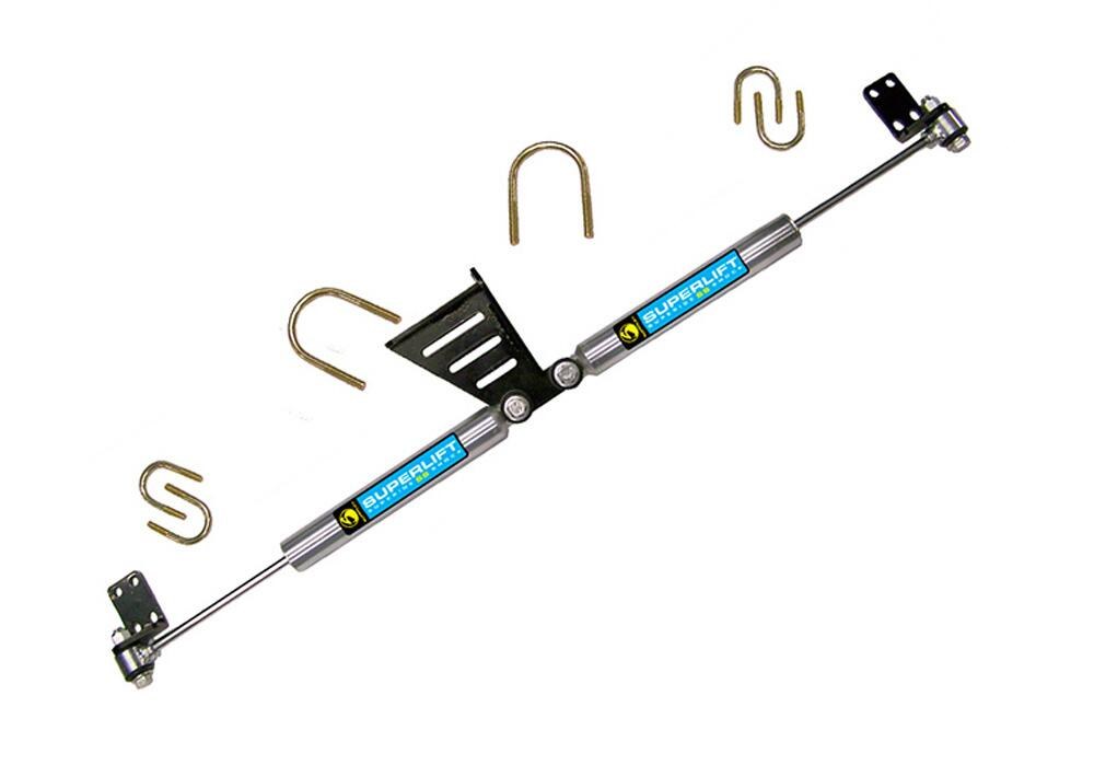 Superlift Steering Stabilizer, Superide SS, Dual, Stainless Steel, With Brackets/ Hardware, Set of 2 – 92105