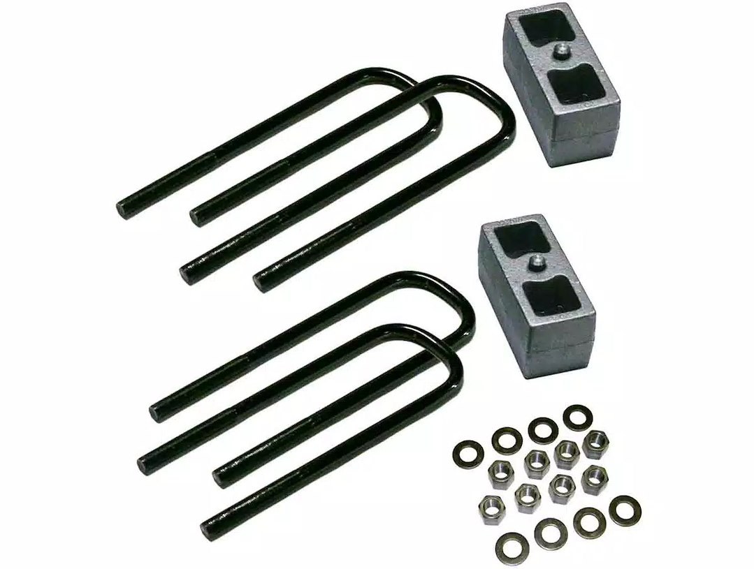 Superlift Leaf Spring Block Kit, 2 Inch Lift, Cast Iron, Set of 2 with U Bolts – 9227