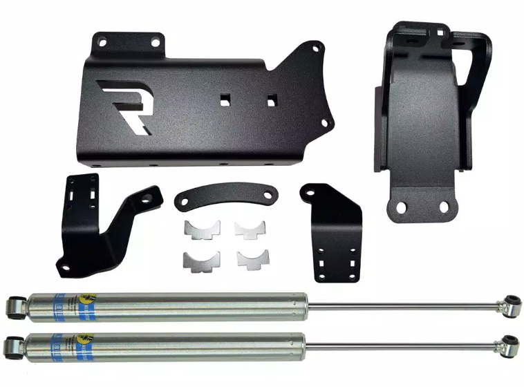 Superlift Steering Stabilizer, Bilstein, Dual, Silver Stabilizers, With Brackets/ Hardware, Set of 2 – 92772-1
