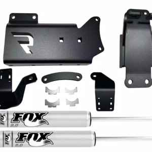Superlift Steering Stabilizer, Fox 2.0 Series, Dual, Silver Stabilizers, With Brackets/ Hardware, Set of 2 – 92773-1
